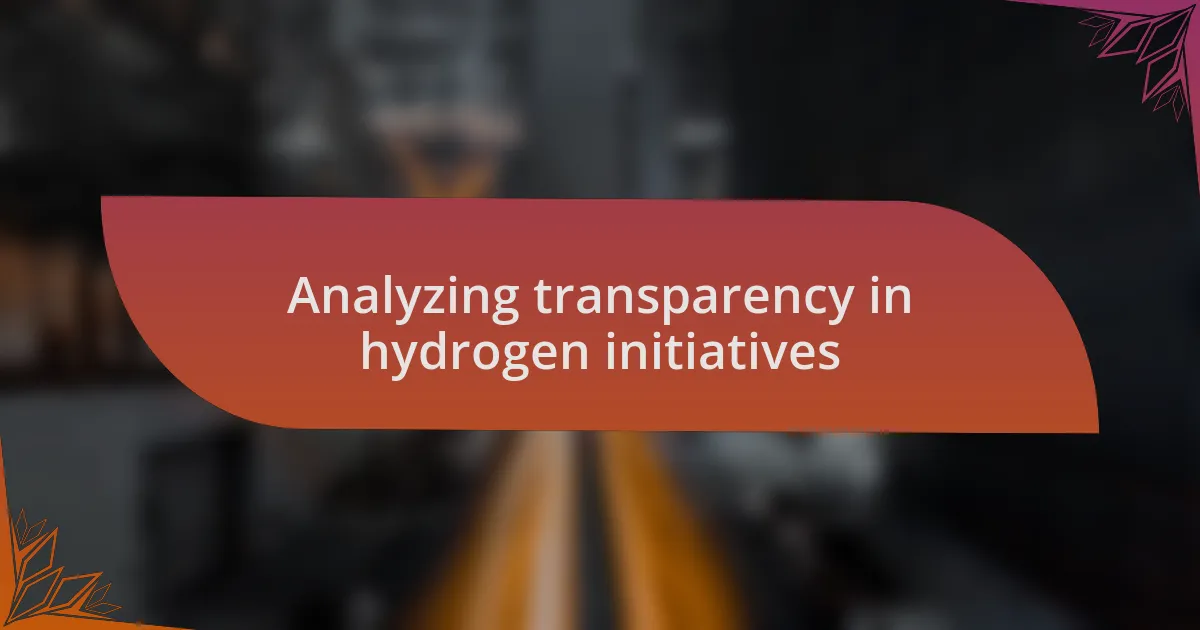 Analyzing transparency in hydrogen initiatives