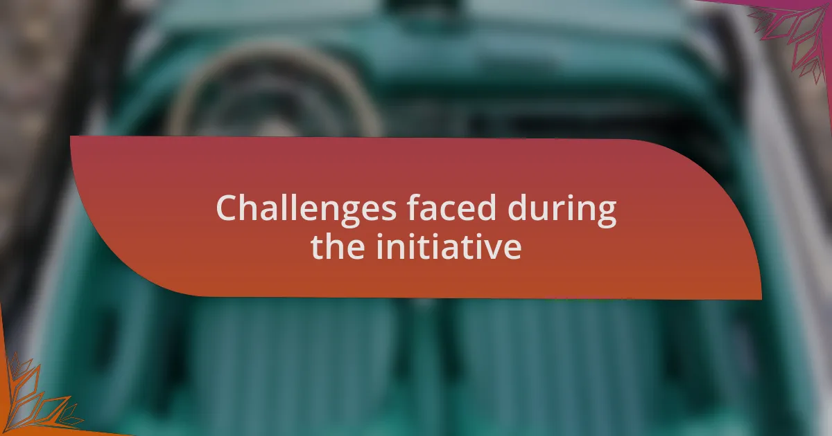 Challenges faced during the initiative