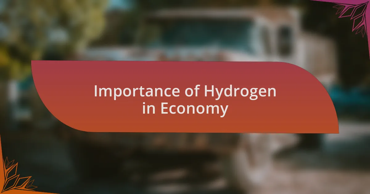 Importance of Hydrogen in Economy