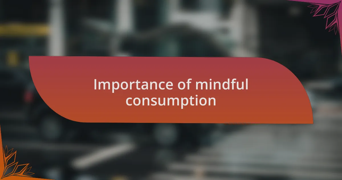 Importance of mindful consumption