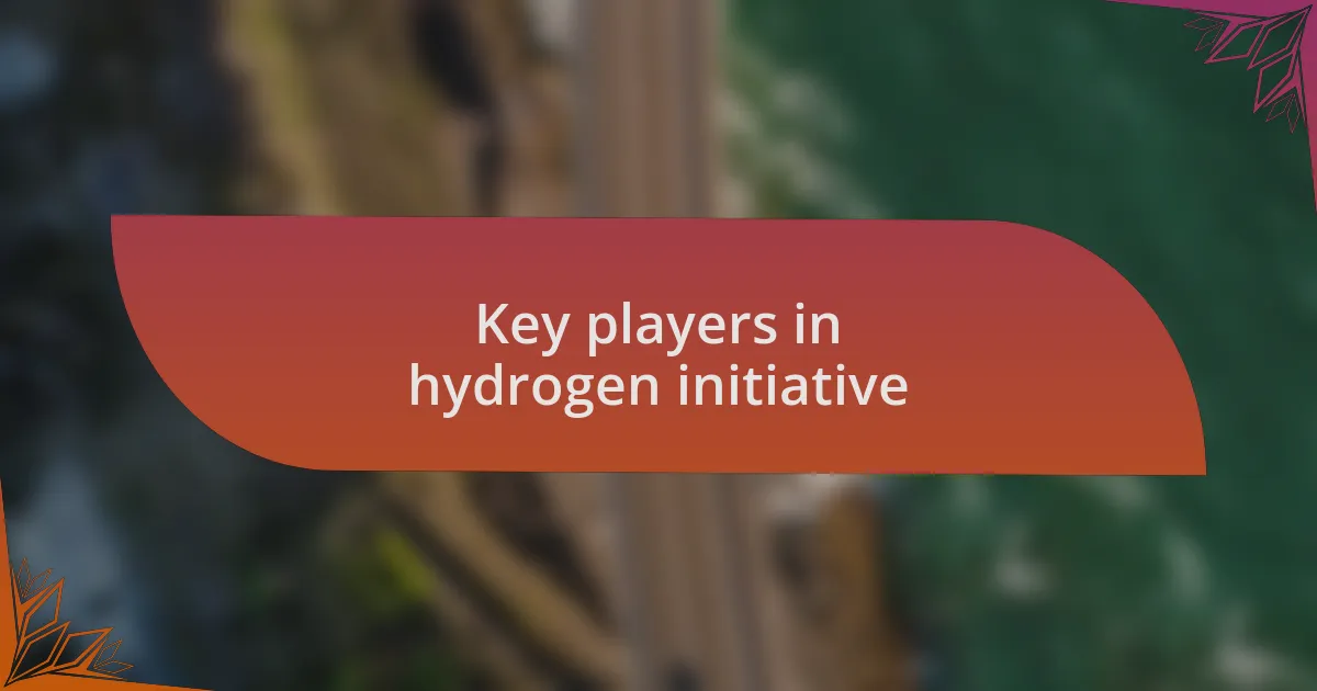 Key players in hydrogen initiative