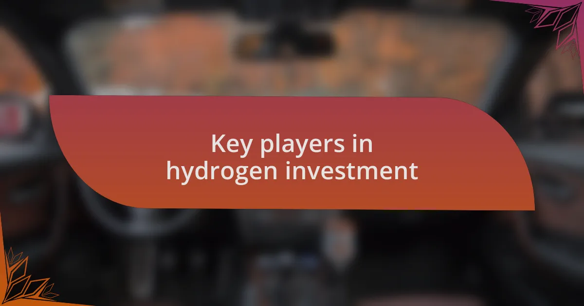 Key players in hydrogen investment