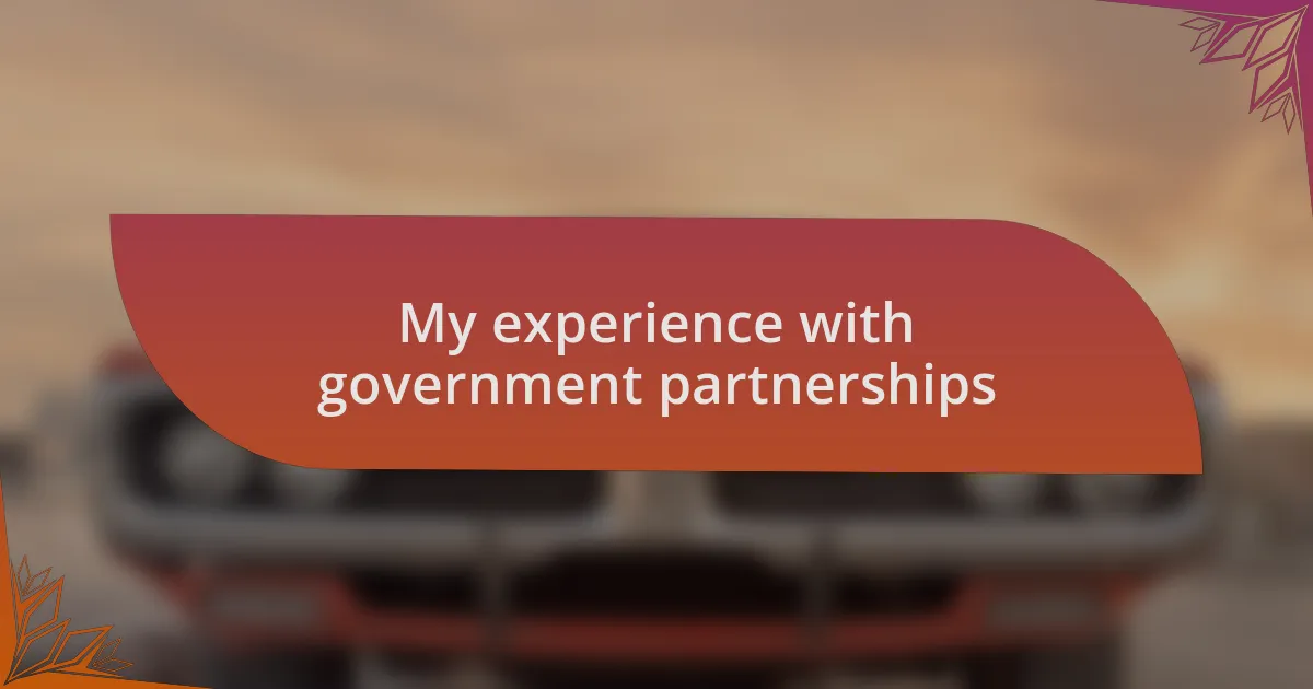 My experience with government partnerships