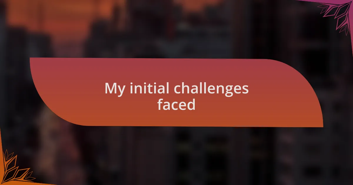 My initial challenges faced