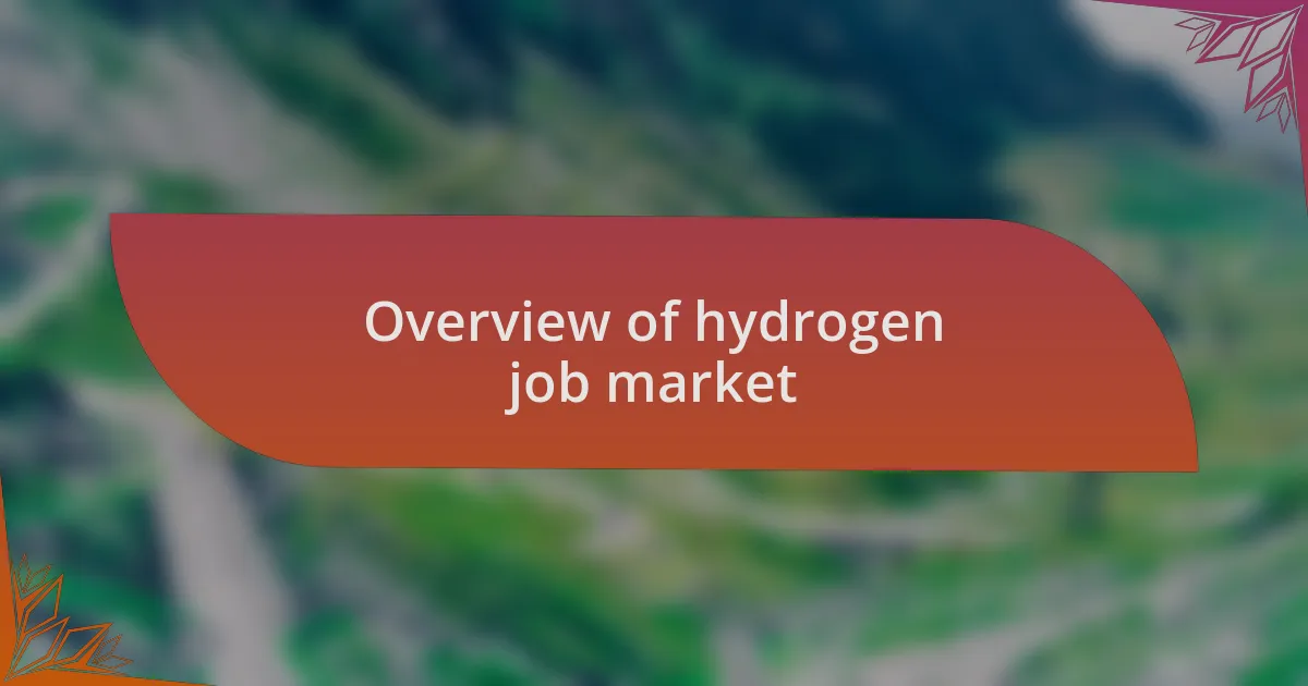 Overview of hydrogen job market