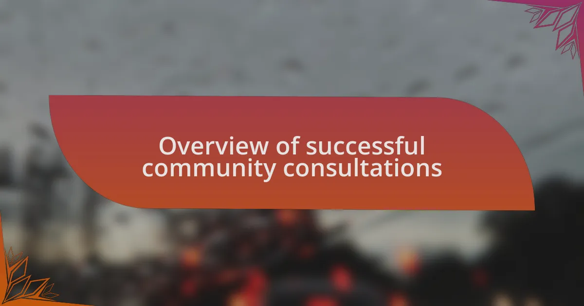 Overview of successful community consultations