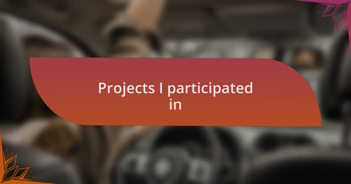 Projects I participated in