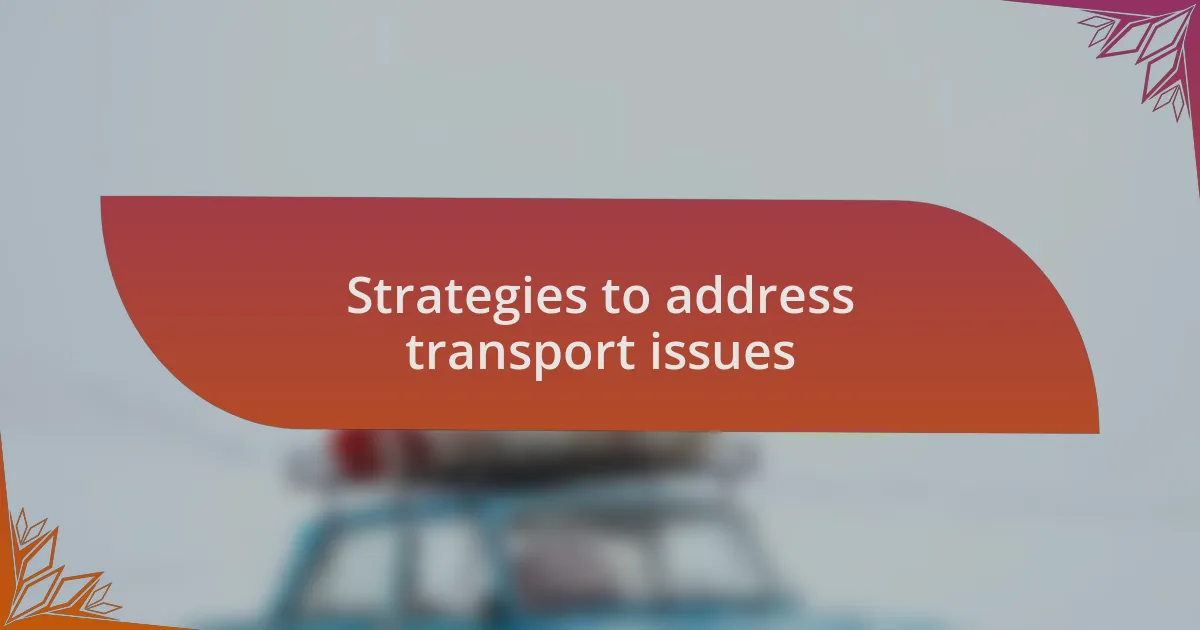 Strategies to address transport issues