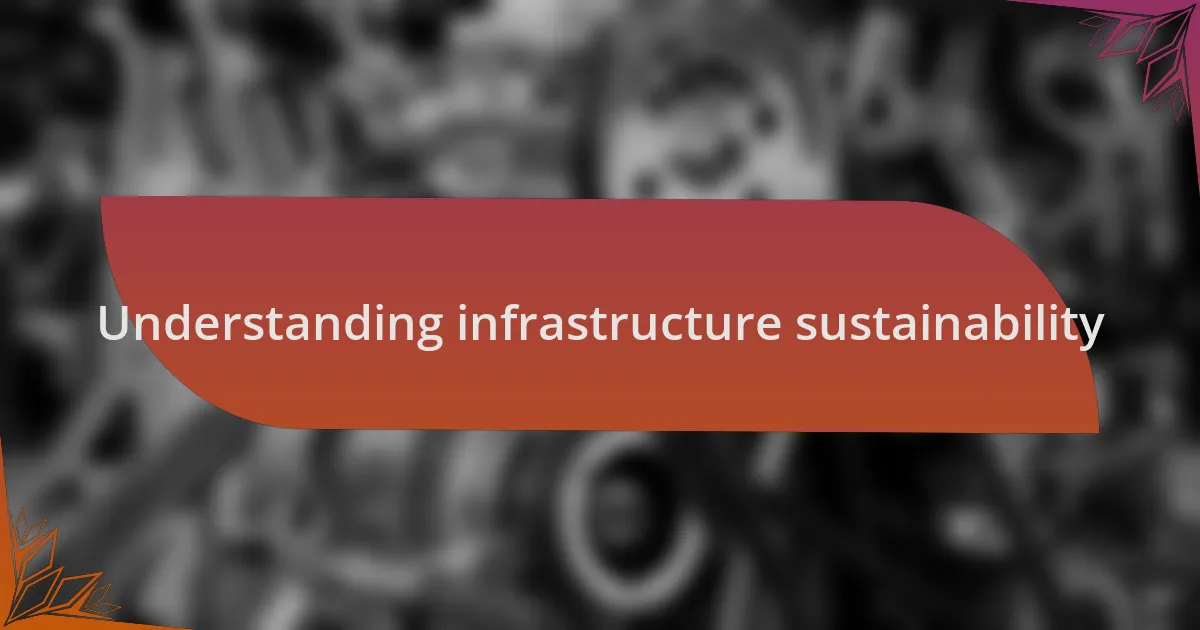 Understanding infrastructure sustainability